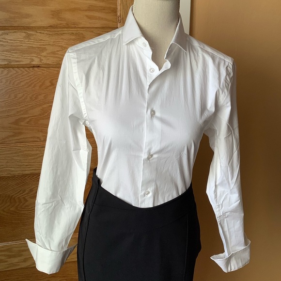 1670 Slim Fit Crisp Button Down White Dress Shirt - Picture 2 of 11